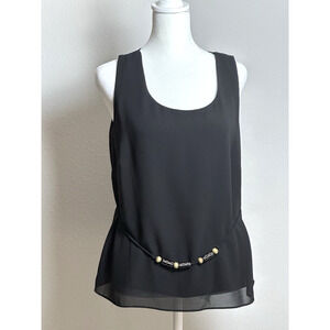 Studio I Women’s Black Top‎ Size 12 Black Sleeveless Top With Decorative Beads